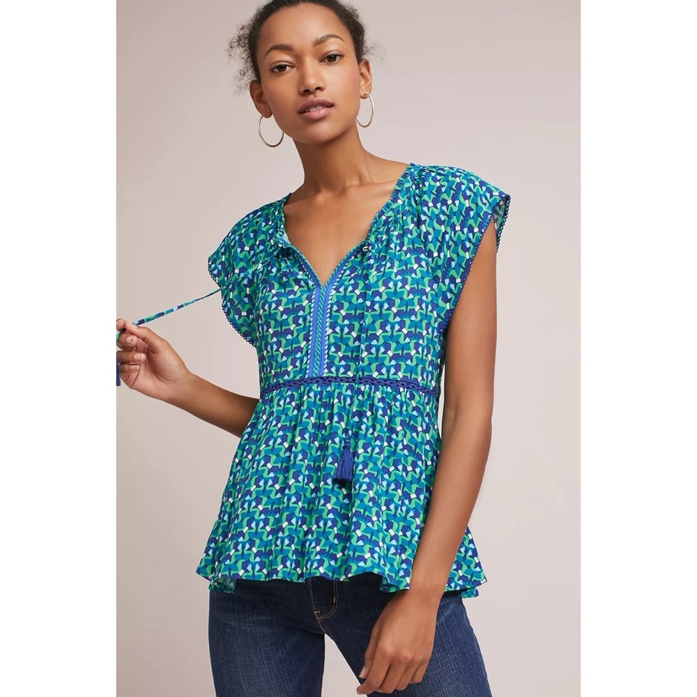 Anthropologie Postmark Treme Tassel Blouse